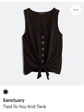 Sanctuary Black V-Neck Button-Front Tank with Tie Detail